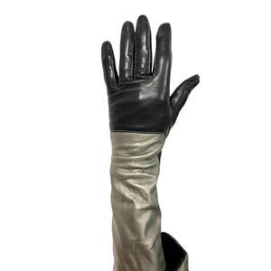 Fownes Ultra Naturals 100% Leather Gloves 2 tone Black/Pewter NWT Sz 6.5